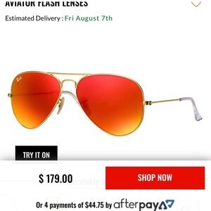 Ray-Ban Gold Frame Sunglasses with Orange Lenses